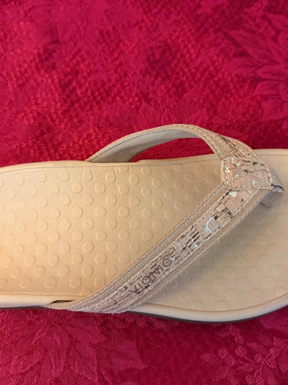 Vionic Tide II Orthotic Toe-Post Sandal Gold Cork Sz 8 - Picture 4 of 13